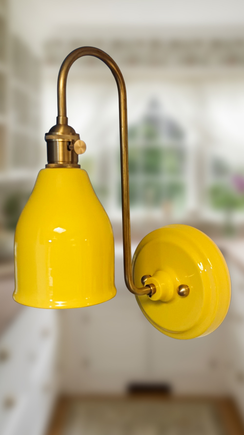Ívelt szárú - Vintage Edison kerámia falikar kapcsolóval